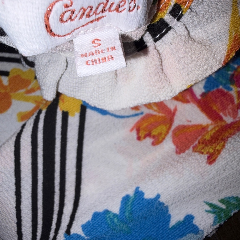 Candie's Floral Chevron Tank Top - White, Blue, Black and Yellow - Picture 2 of 8